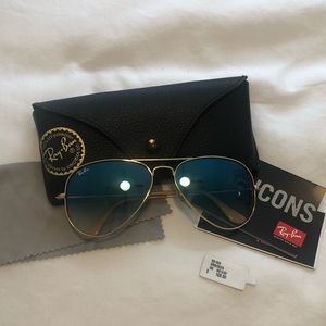Ray Ban blue lens aviator sunglasses